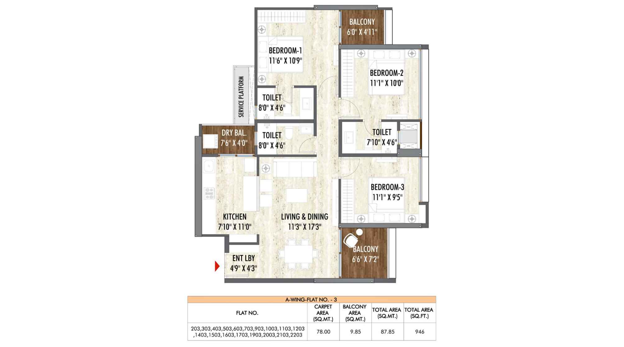 Rahul-Aston-Floor-Plan-Wing-A-946-Sqft
